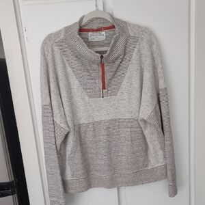 Cozy Gray and White Quarter-Zip Sweater